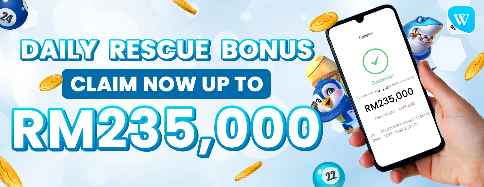 Winbox 77my Daily Rescue Bonus RM235000 copy